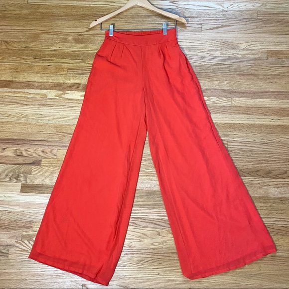 🍬 Red/Salmon Wide Leg Pants - Picture 2 of 4